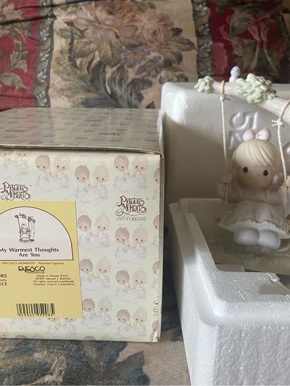 Precious Moments Porcelain Girl on Swing - White and Pink Accents